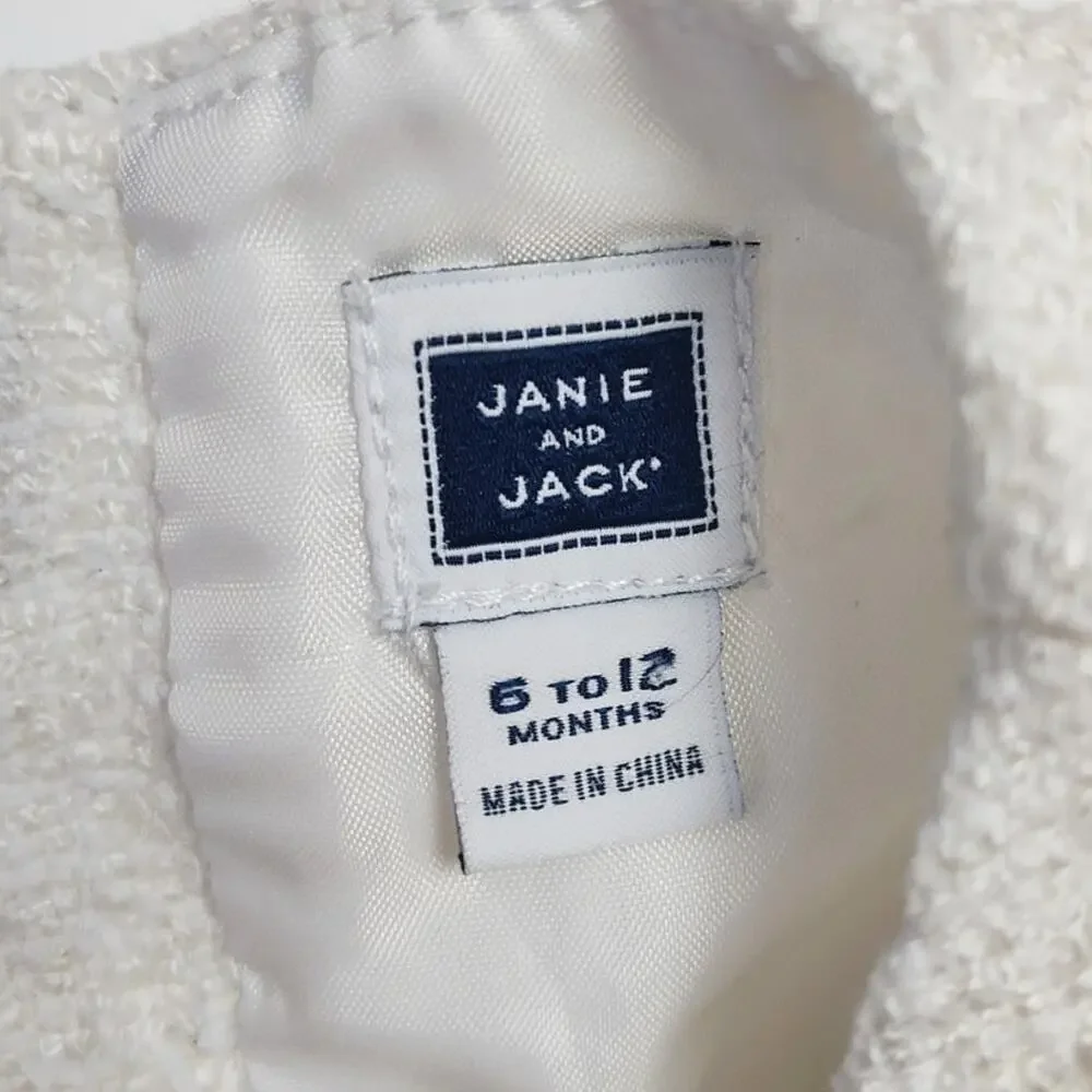 Janie and Jack Baby Girl Dresses 6-12M Tweed Pink White Bundle Set